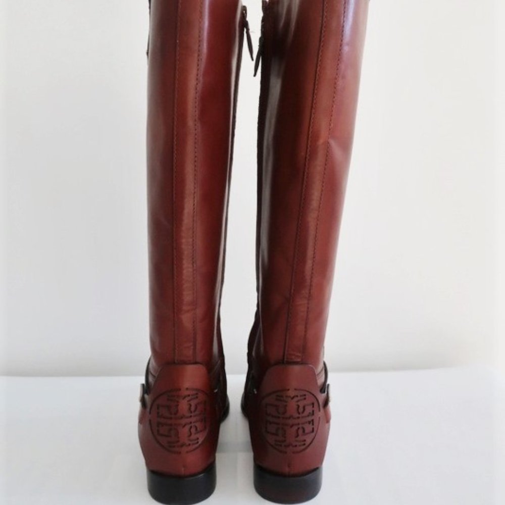 Tory Burch Derby Riding Boots Brown Leather - Picture 6 of 8